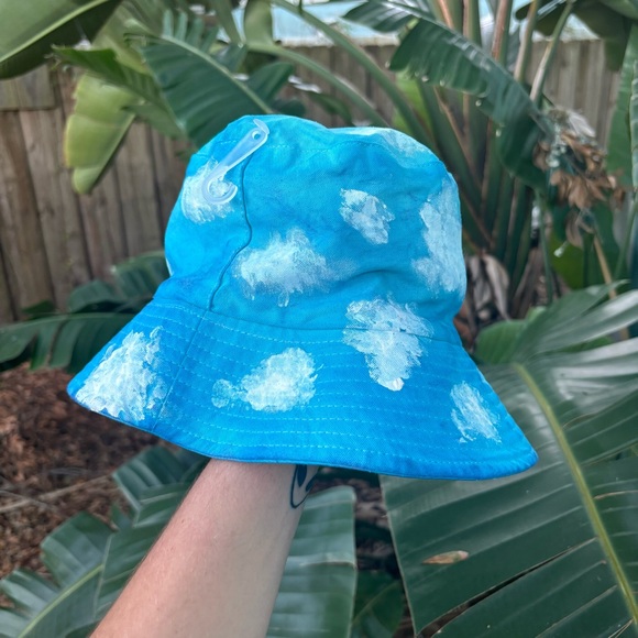 Blue Clouds Bucket Hat Hand Painted One Size - Picture 3 of 6